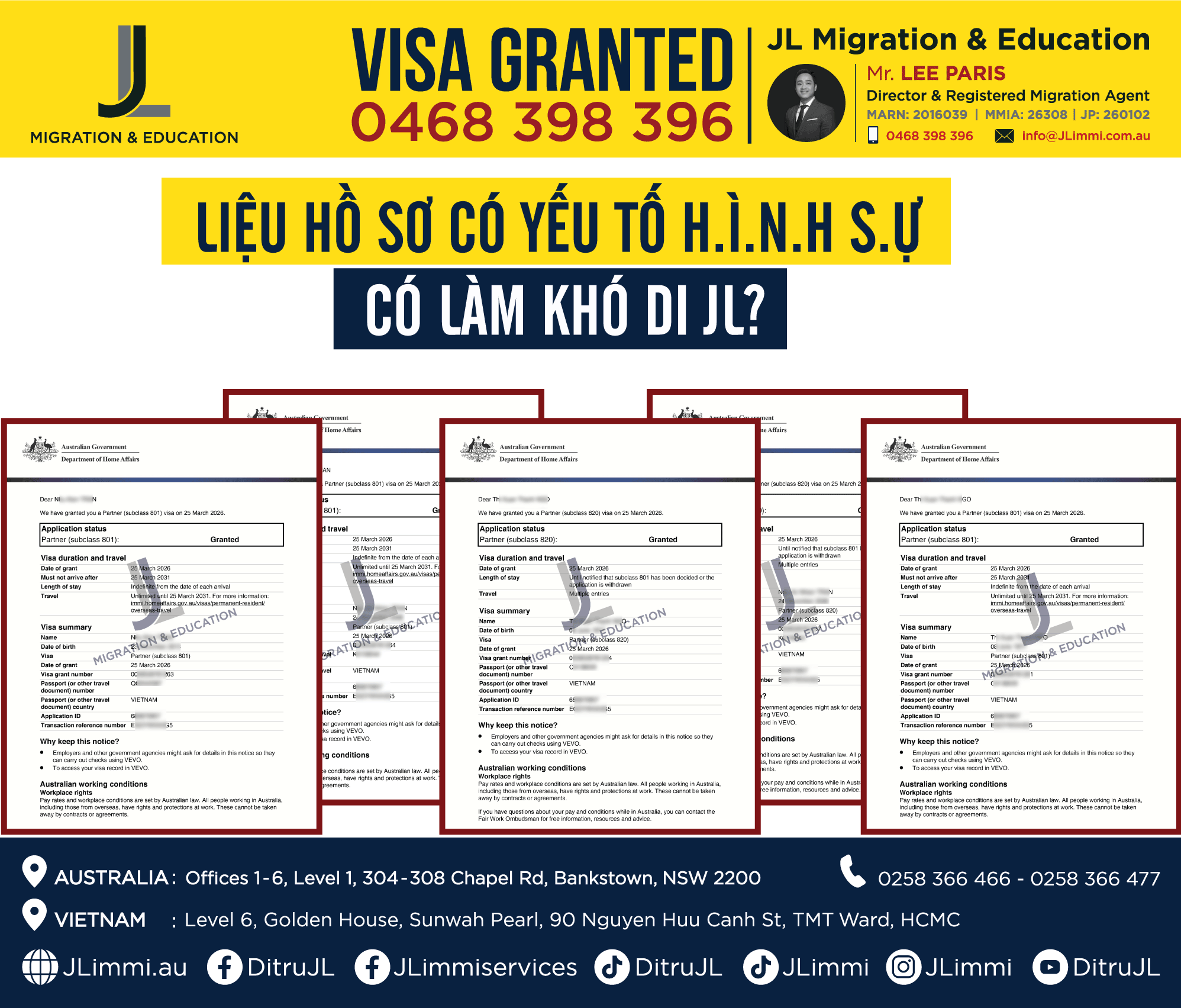 Liệu hồ sơ có yếu tố hình sự có làm khó Di Trú JL?